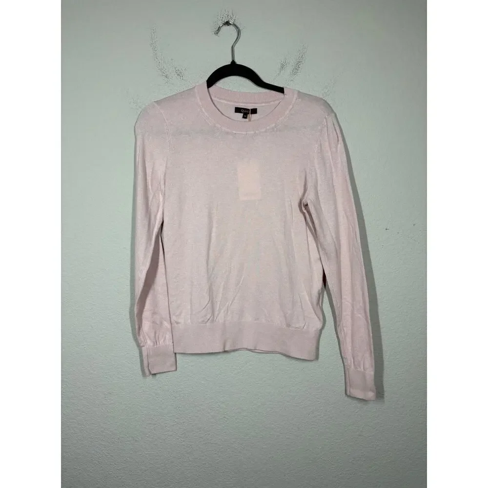 Quince XS Lightweight Cotton Cashmere Crew Sweater Sugar Stone Pink Pullover